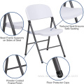 Granite white plastic banquet chair with gray frame